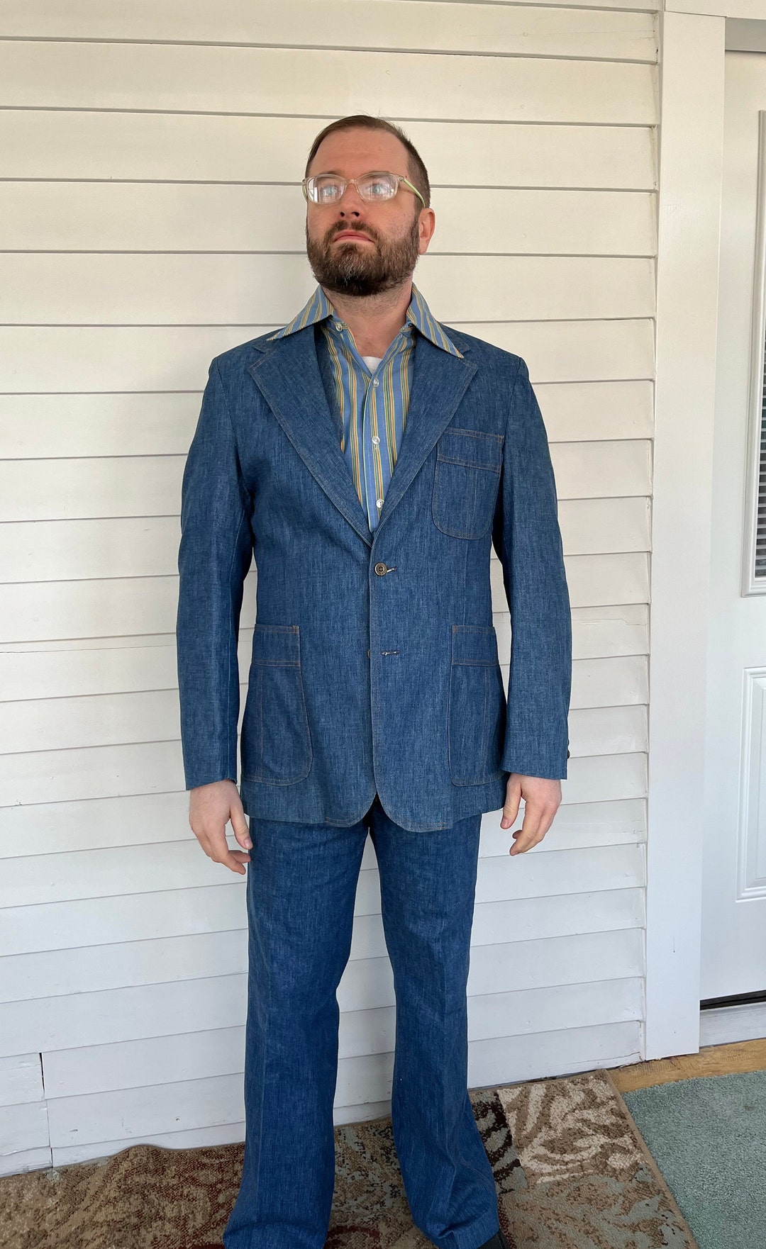 70s Denim Suit Levis Panatela Vintage 3 Piece Western Blue