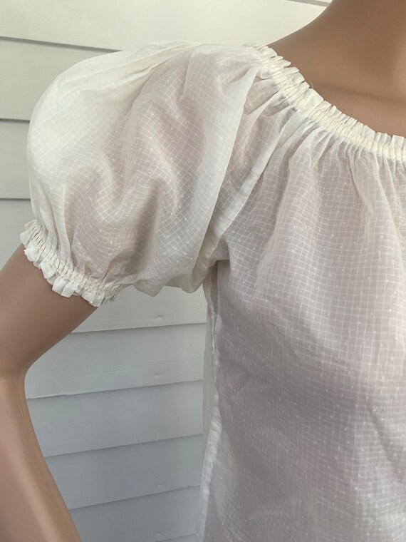 Antique Peasant Blouse Sheer Ivory Summer Vintage… - image 6