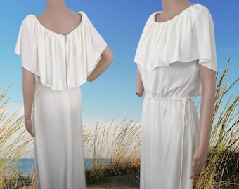 Angel Dress Goddess Vintage 70s Grecian Maxi White Bridal Wedding S