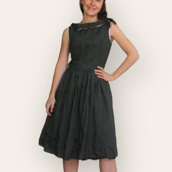 dark green 50s dress 1950s Dark Green Cap Sleeves Swing Dress Dreamdressy