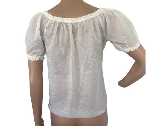 Antique Peasant Blouse Sheer Ivory Summer Vintage… - image 3