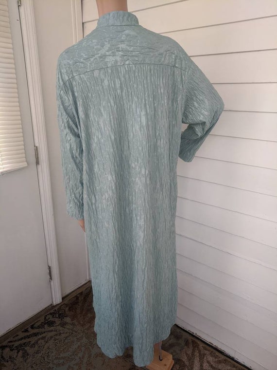 90s Seafoam Dress Green Blue Crinkle Zip Down Hou… - image 5