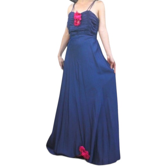 40s Blue Formal Gown 1940s Long Party Dress XS - image 1