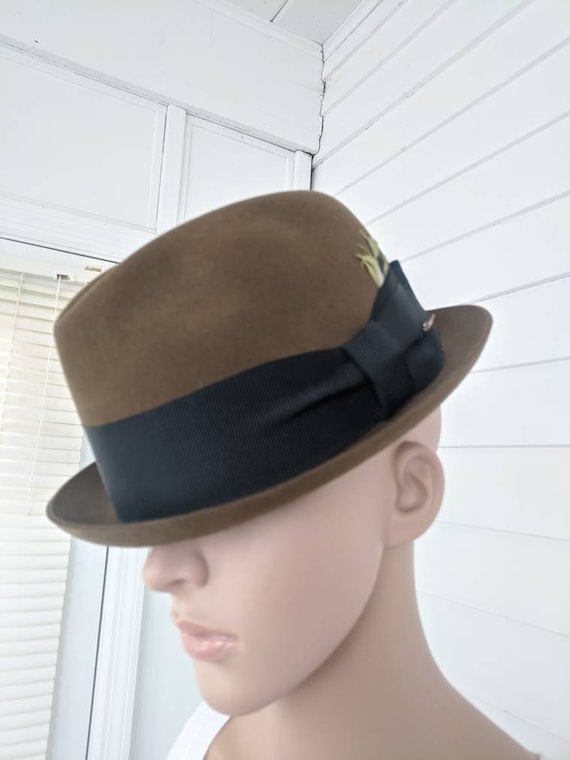 50s Mens Fedora Hat Penneys Marathon 7 Brown Vinta