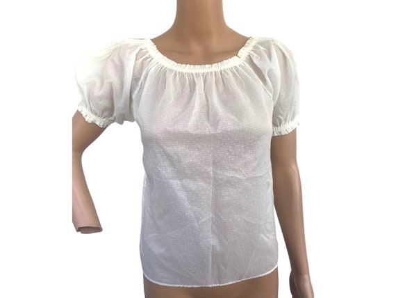 Antique Peasant Blouse Sheer Ivory Summer Vintage… - image 2