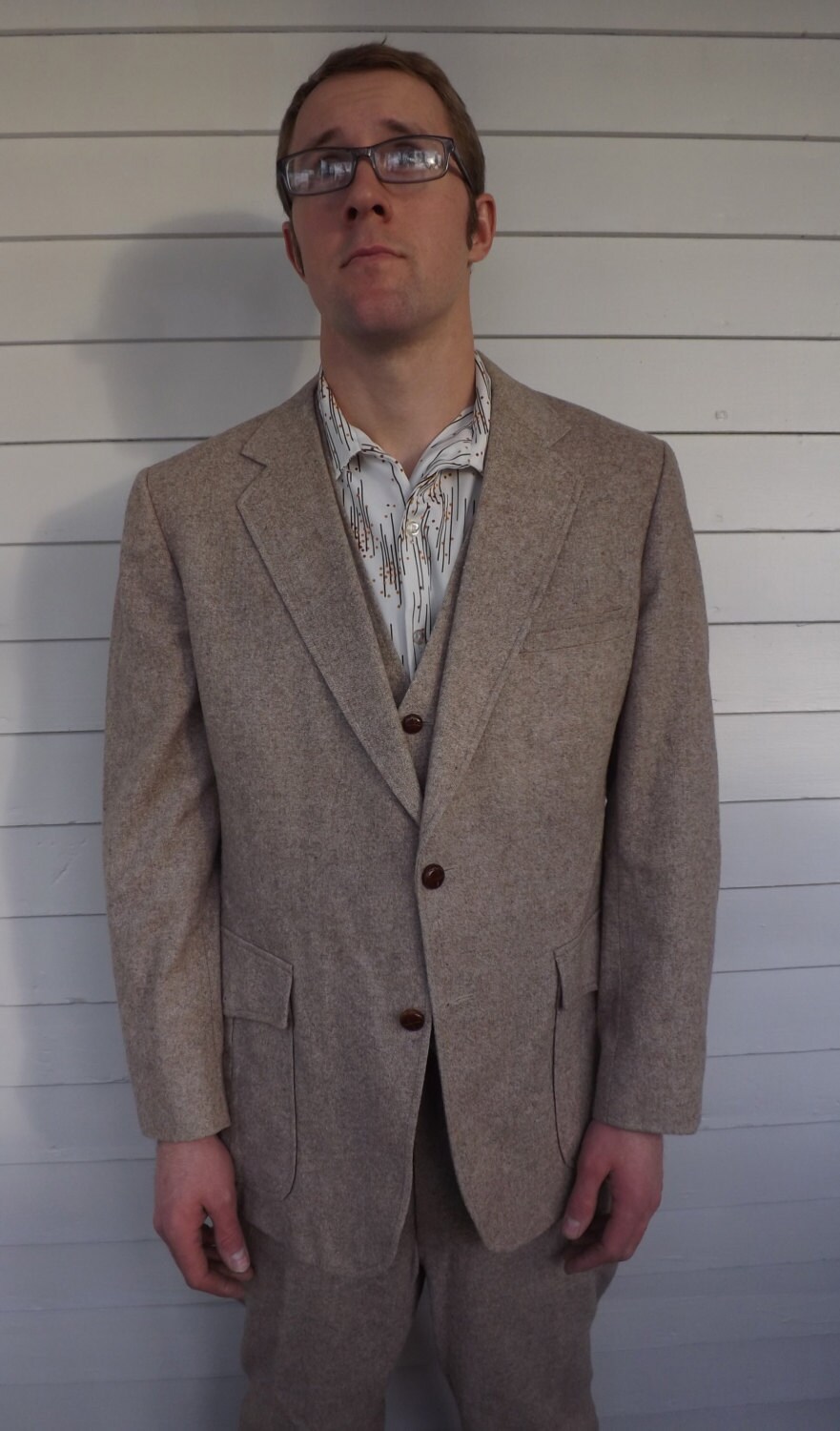 70s Mens Tweed Wool Suit Vintage 3 Piece Elbow Patch 40 36 - Etsy
