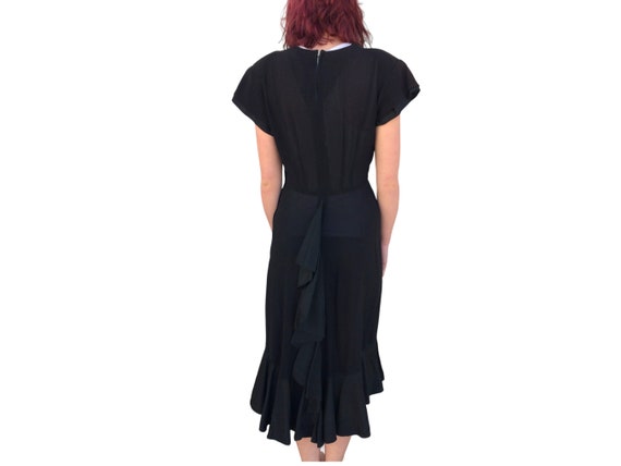 50s Black Party Dress Flounce Ruffle Vintage AS I… - image 3