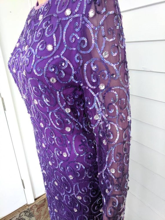 80's Black Floral Sequin and Beaded Sweater by Margutes Plus