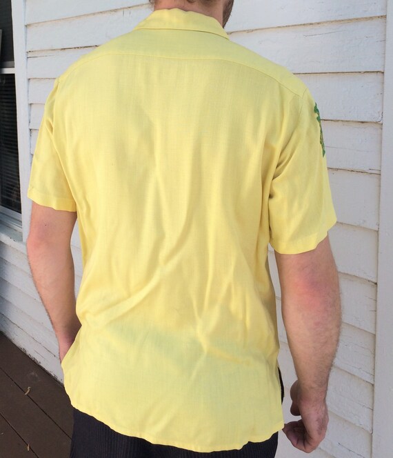 50s Yellow Bowling Shirt Air Flo Mens Short Sleev… - image 5