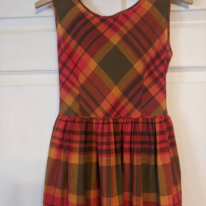Vintage Girls Sleeveless Plaid Dress and Button Back Top 60s image 3