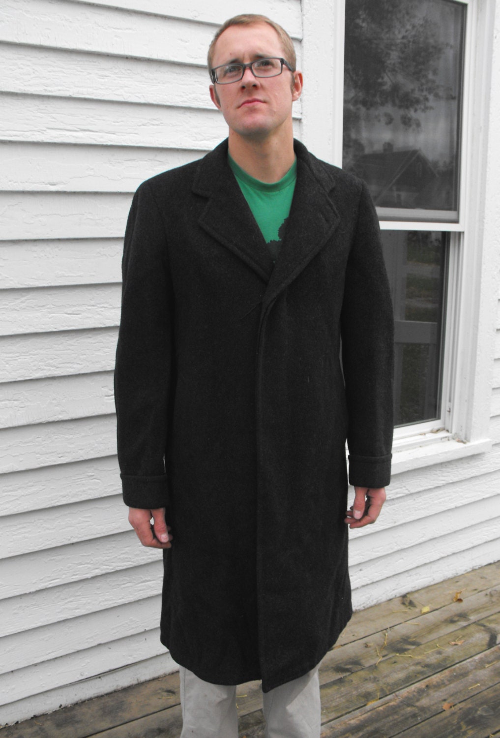 Vintage Mens Coat JC Penney Winter Wool Charcoal 30s 40s Etsy