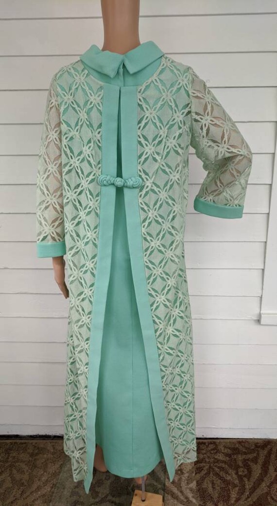 60s Mod Gown Seafoam Mint Green Pastel Dress Vint… - image 4