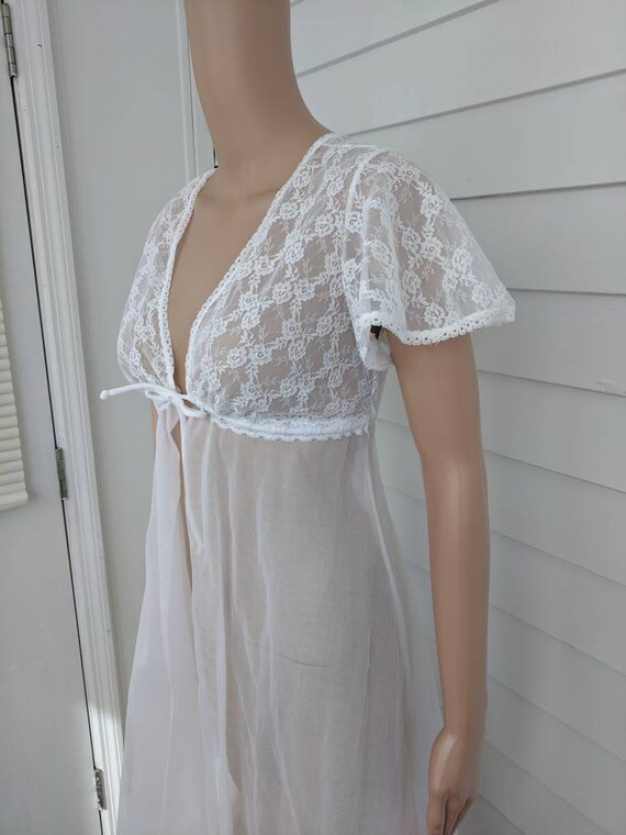 White Lace Gown Sheer Lingerie Chiffon Nylon Du Barry Vintage | Etsy