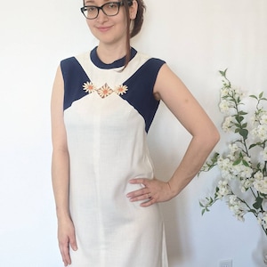 60s Mod White Dress Sleeveless Vintage 38 Bust