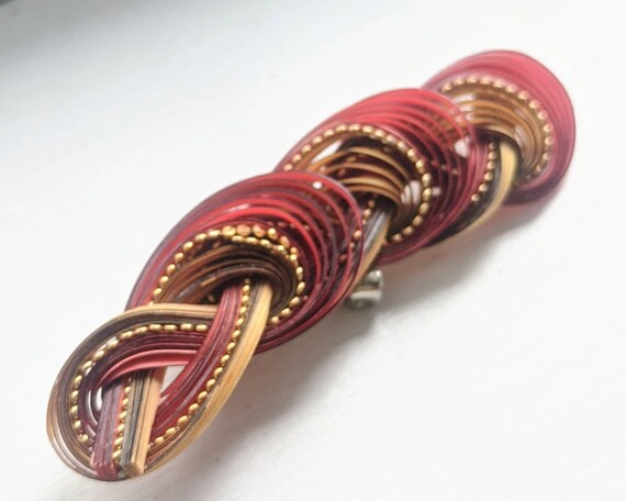 Vintage Woven Natural Reed Straw Pin Red Autumn - image 3