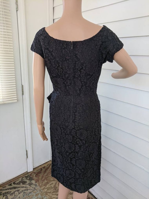 Vintage 60s Black Lace Dress Wallis Paris Cocktai… - image 3