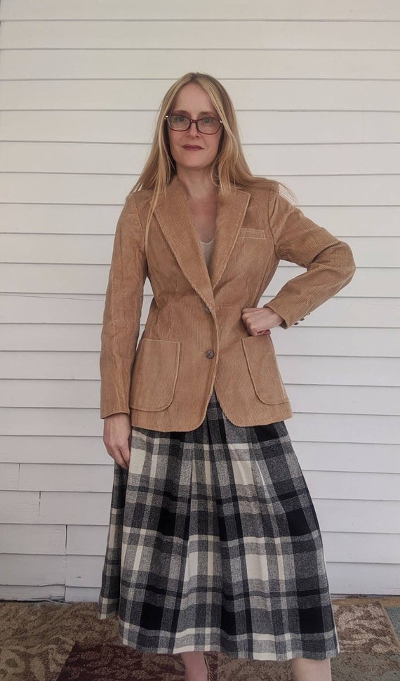 70s Plaid Skirt Wool Blend Lined New Old Stock Bl… - image 9