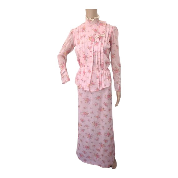 Pink Victorian Style Dress Prairie Western Soft F… - image 1