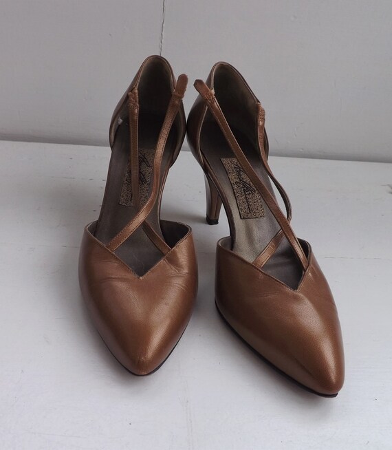 80s Gold Heels Leather Italy Amalfi High Heels Sh… - image 7