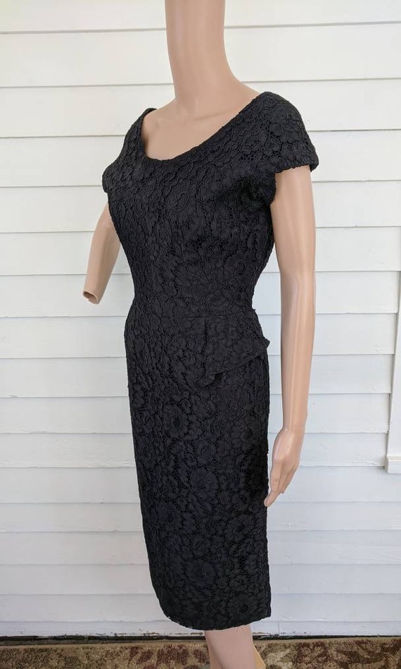 Vintage 60s Black Lace Dress Wallis Paris Cocktai… - image 7