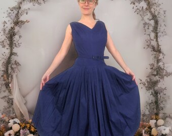 50s Blue Sleeveless Dress with Bolero Jonathan Logan Vintage S