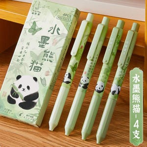 Stylo à encre gel rétractable au style chinois, séchage rapide, écriture fluide, encre noire au carbone – Série Papillon, Panda, Capybara