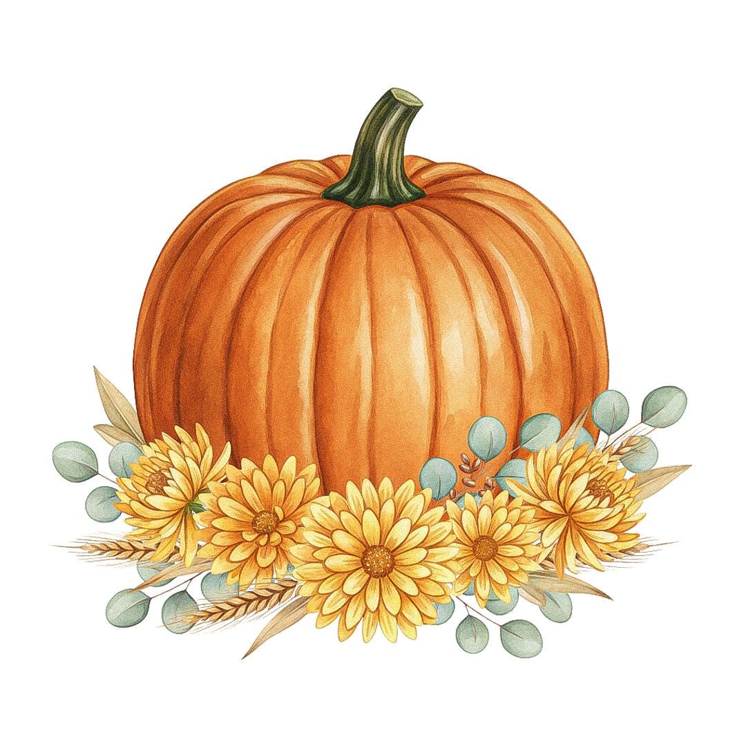 28 Watercolor Fall Pumpkin Clipart, Rustic Harvest Pumpkin PNG, Autumn ...