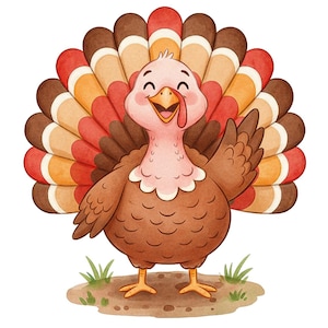 15 söta Thanksgiving-kalkon Clipart PNG-paket, höstskördefågel, pilgrimskalkon, höstlöv, festlig middag, klippbok, dagbok