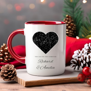 Personalisierte Sternenkarte Kaffeetasse - Einzigartiges Geschenk für Paare, Jahrestag, Hochzeit, Valentinstag, individuelle Sternenbetrachtung