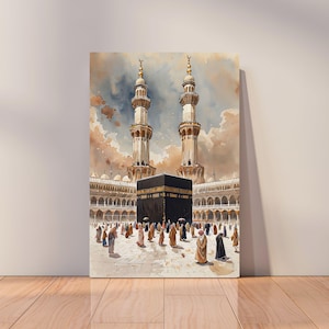 Islamic Wall Art Kaaba Mecca Canvas Muslim Home Decor Spiritual Ramadan Gift  Eid Gift for Anyone, Mosque Artwork Prayer Room Decor