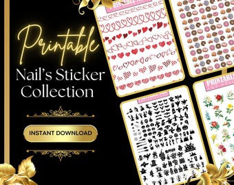 Afdrukbare nagelstickers SVG-bundel: DIY Nail Art-stickers (direct downloaden)