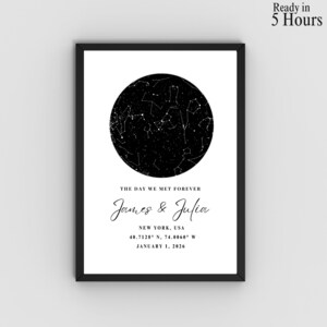 Konstellation Sternenkarte Druck Benutzerdefinierte Nachthimmel Kunst Personalisierte himmlische Karte Poster • Verlobungsgeschenk • Geburtstagsgeschenk Digitaler Download