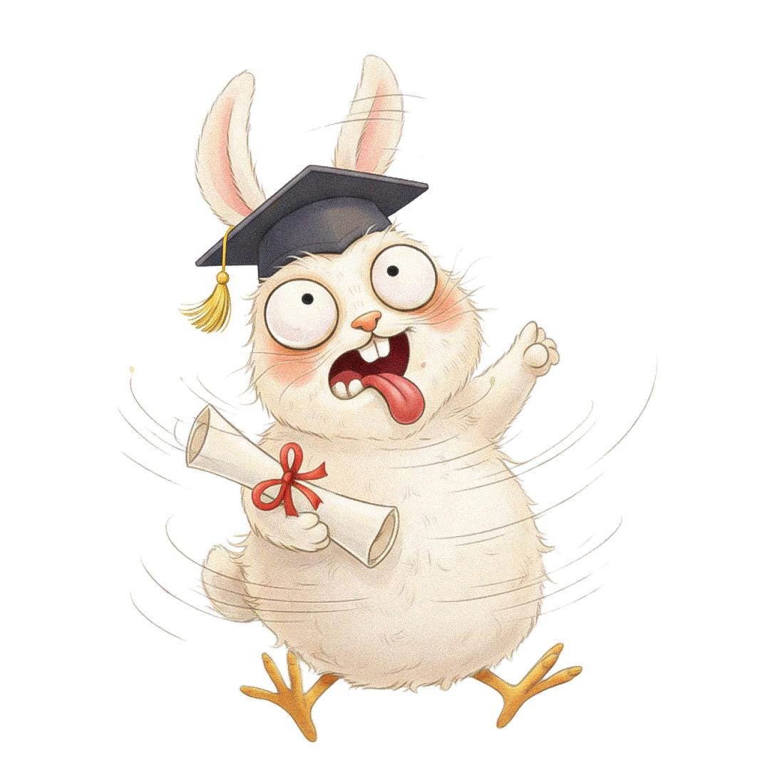 21 Whimsical Graduation Bunny Clipart PNG Bundle, Funny Quirky ...