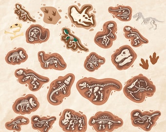 Paquete SVG de fósiles de dinosaurio: T-Rex, Triceratops (descarga digital)