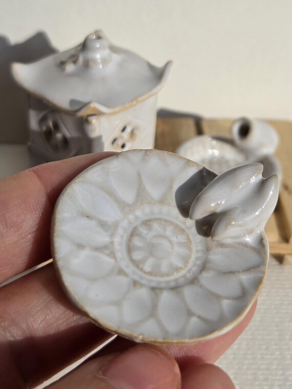 Ceramic birdbath for dollhouse - miniature pottery by TinySecretGardenArt