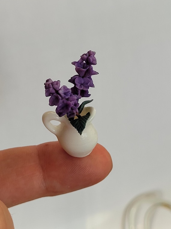 1:16 Miniature Lilacs Bouquet – Dollhouse Flowers, Handmade Floral Arrangement by TinySecretGardenArt
