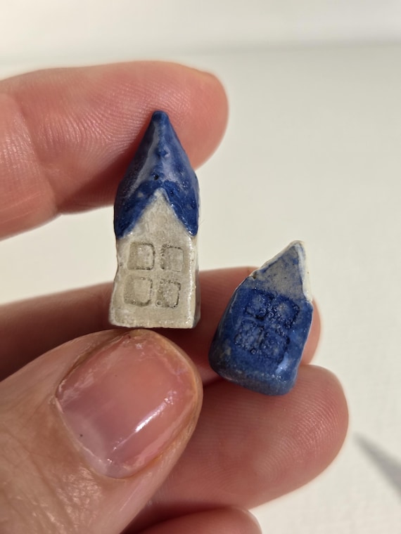 Tiny ceramic house set of 4 - miniature pottery by TinySecretGardenArt