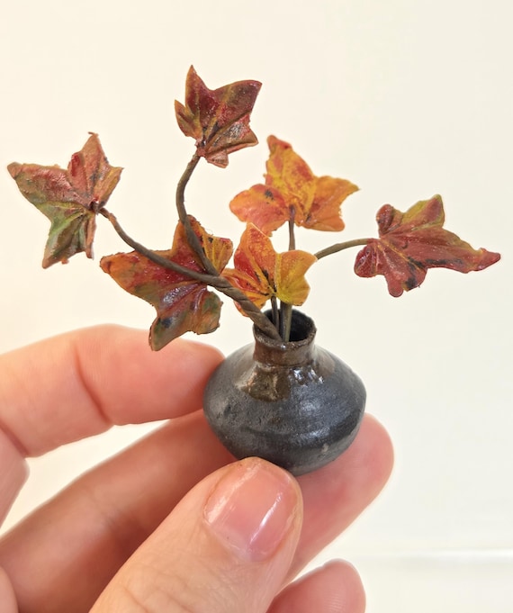 Miniature maple branch - 1:12 scale dollhouse autumn decor by TinySecretGardenArt