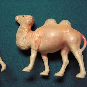 1930 Celluloid Reindeer, and Celluloid  Camel ,Christmas items, Vintage decorations,