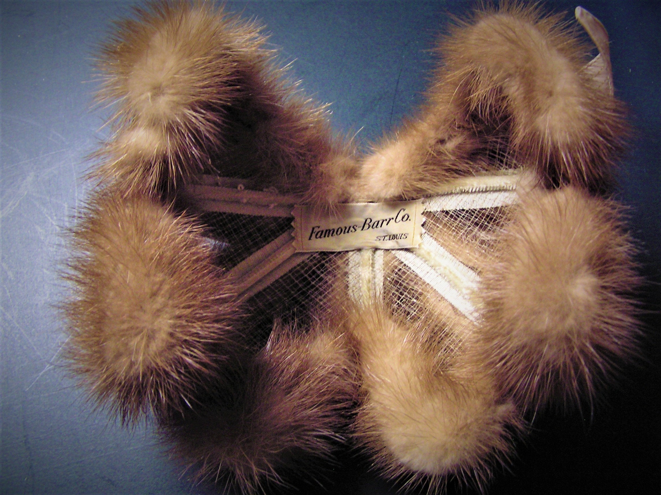 Famous Barr French Room Mink Fur Women\'s Hat Brown Vintage size SMALL Brown Wool Felt Hat Trimmed with Mahogany Mink - Dimitrios Furs main image 2