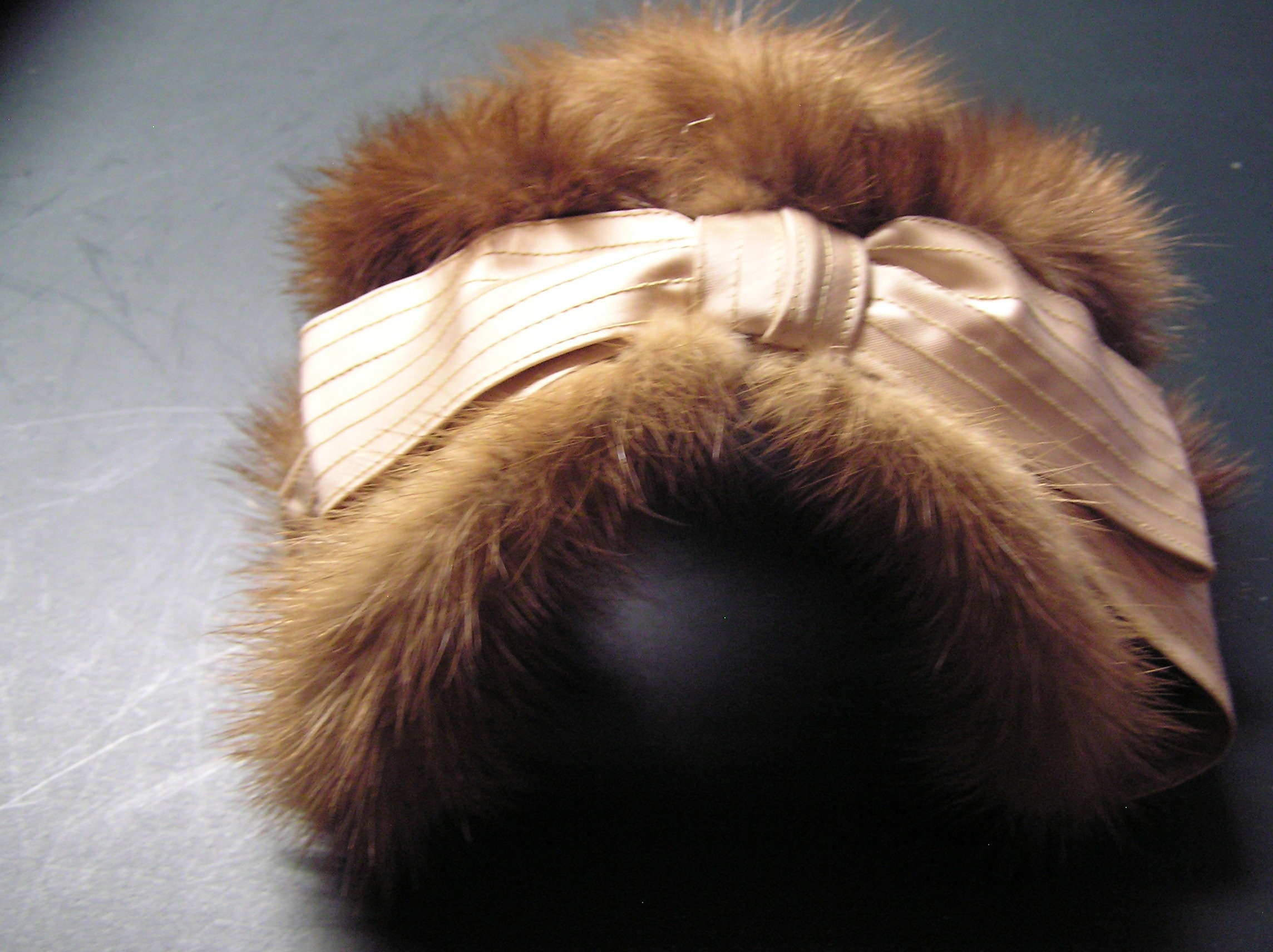 Famous Barr French Room Mink Fur Women\'s Hat Brown Vintage size SMALL Brown Wool Felt Hat Trimmed with Mahogany Mink - Dimitrios Furs main image 4