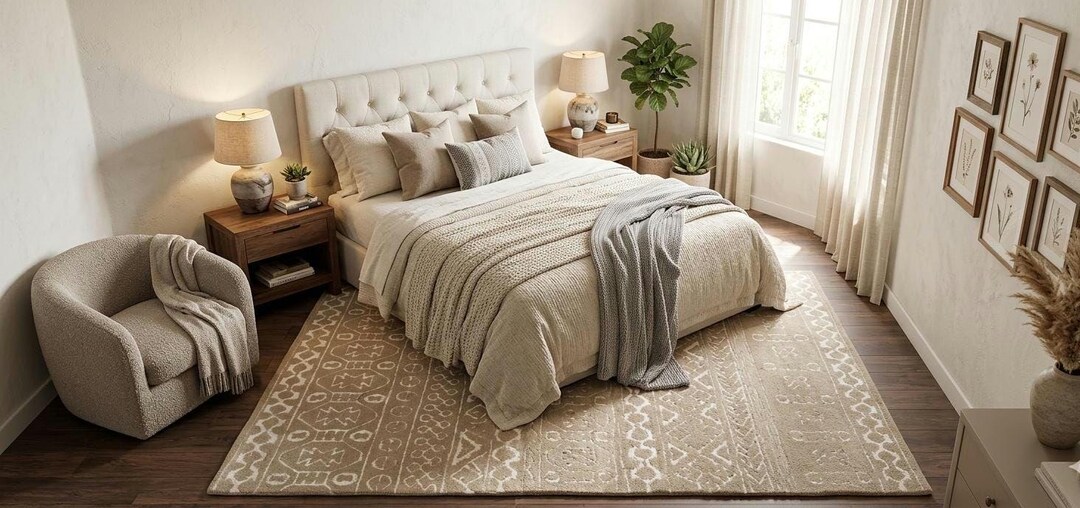 High Low Rug Hand Tufted High-low Pile Area Rug: Neutral Tribal Design - Etsy