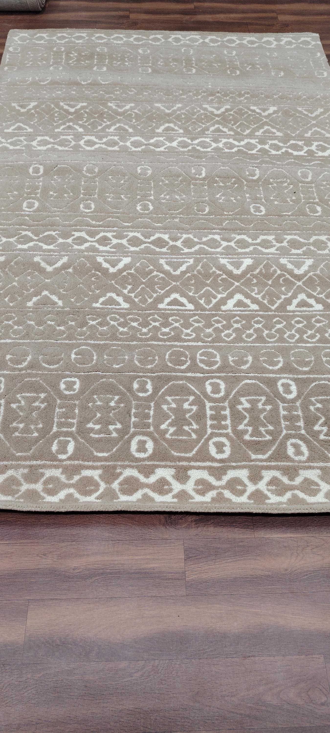 High Low Rug Hand Tufted High-low Pile Area Rug: Neutral Tribal Design - Etsy