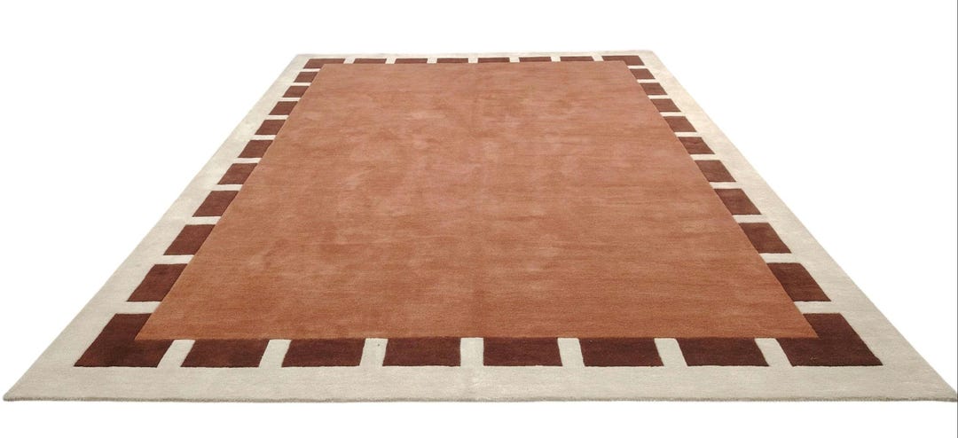 Wool Rug Bordered Design Modern Border Design Hand Tufted Wool Rug–premium Quality Solid Center ...