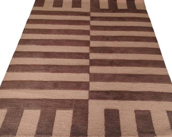 Tapis en laine touffeté main fait main, moquette moderne bouclée et coupée à poils longs pour salon, chambre, bureau, n'importe quelle pièce