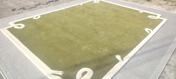 Minimal Hand Tufted Wool Rug, Olive Green Plain Carpet with Artistic Border, Modern Floor Rug For living room bedroom kids room any room