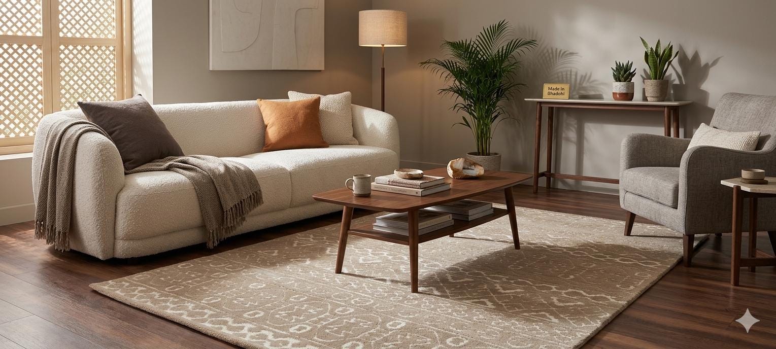 High Low Rug Hand Tufted High-low Pile Area Rug: Neutral Tribal Design - Etsy