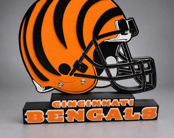 Cincinnati Bengals 3D Printed Helmet Desk/Wall Display Sign Football Decor