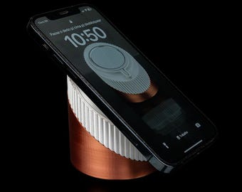 3D Printed MagSafe Charger Stand with Storage Tray, Copper White Finish