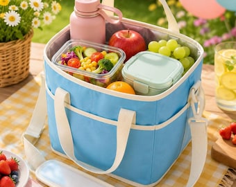 Geïsoleerde lunchdraagtas met 4 vakken voor picknick- en strandtrips